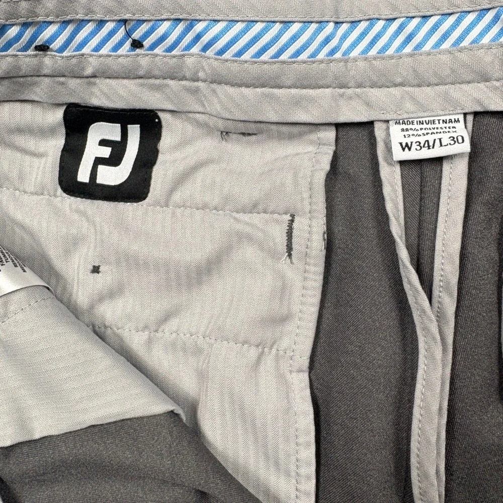 FootJoy‎ Mens Performance Golf Pants Gray Stretch Flat Front Trousers Size 34x30